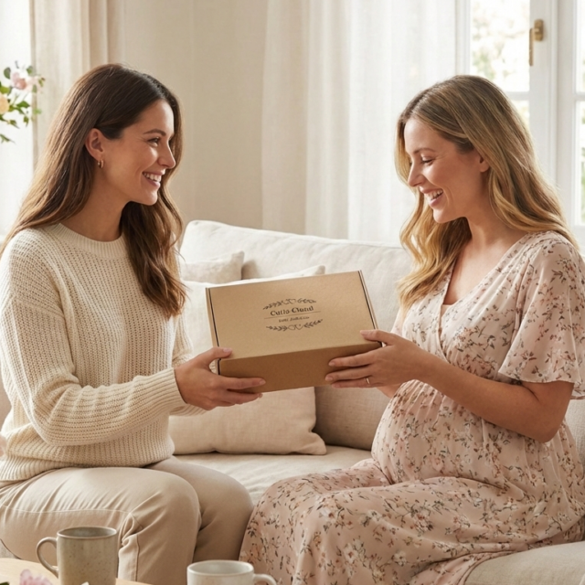 Poklon paket za trudnice. Poklon u kutiji. Poklon za mame i bebe.