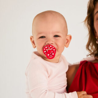 BIBS Studio Colour dude (anatomske) Polka – Blossom/Candy Apple - Slika 2