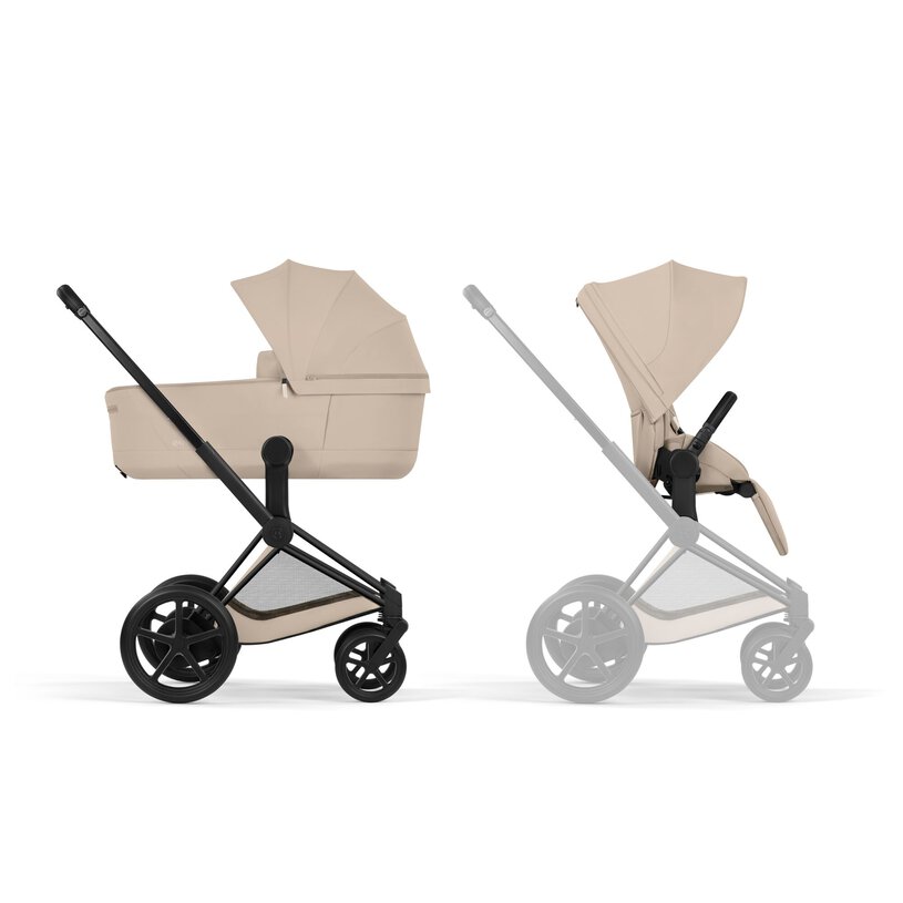 Cybex e-Priam Comfort Matt Black Cozy Beige 2u1